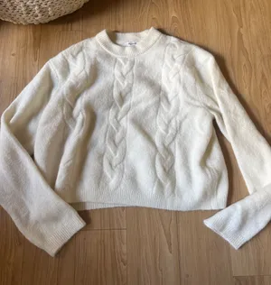 Madewell Cream Cable Knit Crewneck Sweater thumbnail 1