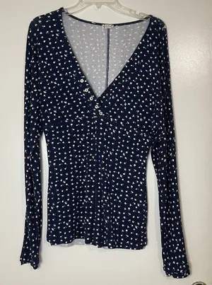 Free People Intimately navy blue floral long john romper pajama size large thumbnail 1