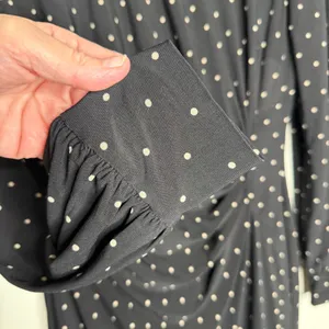 Chaps Black Polka‎ Dot Long Sleeve Ruched Sheath Dress - Women's Sz L thumbnail 6