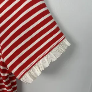 J. Crew Small Dress Womens 100% Cotton‎ Striped Red White Lace Short Sleeve thumbnail 9