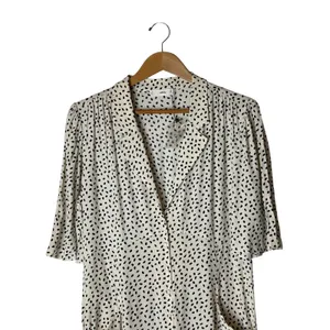 MNG Mango Jumpsuit Women Medium Cream Black Dot NWOT Wide Leg Pocket Preppy thumbnail 4