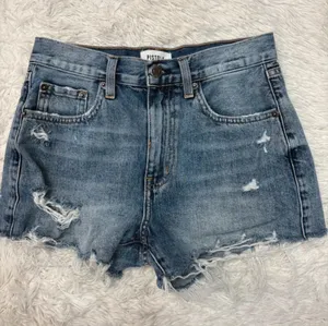 pistola medium blue distressed frayed denim shorts thumbnail 1