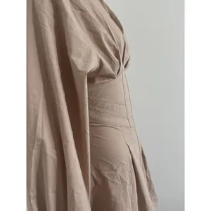 Bershka Tan Corset Mini Dress Women’s S Long Sleeve Open Back Lace-Up thumbnail 4
