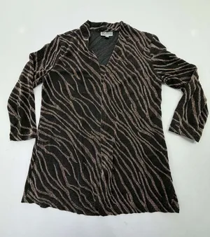 JM Collection Petite Women's Black & Gold Metallic Zebra Print 2-Piece thumbnail 1