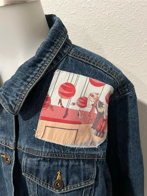 Jane Elissa Artistic Creations Vintage Denim Jacket Size Large thumbnail 4