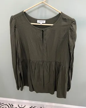 Motherhood Maternity Olive Green Peasant Tunic Top thumbnail 1
