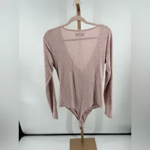 Abercrombie & Fitch A&F Cozy Wrap Front Bodysuit Long Sleeve X-Large Pink thumbnail 8