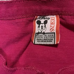 Disney Micky Mouse Henley Tee‎ Shirt Pink Single Stitch Size S/M thumbnail 3