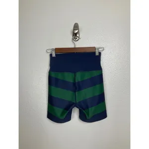 Beach Riot Sport Navy Green Striped‎ Bike Shorts High Waisted Small Made in USA thumbnail 2