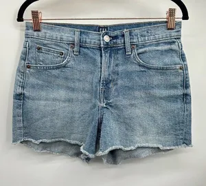 Gap 3" Medium Wash Raw Hem Jean Shorts thumbnail 1