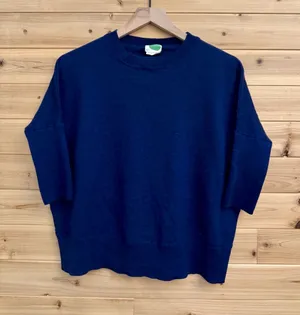 By Anthropologie Small Navy Blue Elbow Sleeve Wool Blend Pullover Sweater thumbnail 1