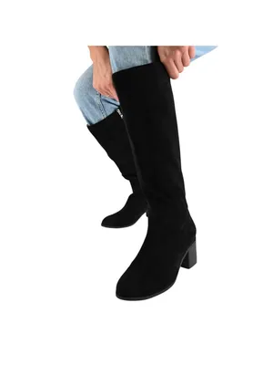 NWT Journee Collection Faux Suede Romilly Knee High Boots Black Suede 6.5M thumbnail 2