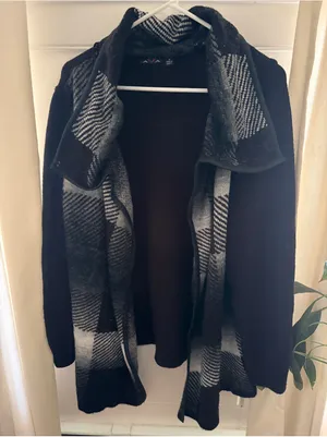 AVA Women’s Cardigan Mohair Blend Black and Grey Size M thumbnail 1