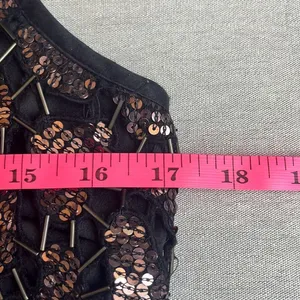 Guess Brown Bronze Metallic Sequin Black Mini Cocktail Party Dress Glam 9‎ Jrs thumbnail 7