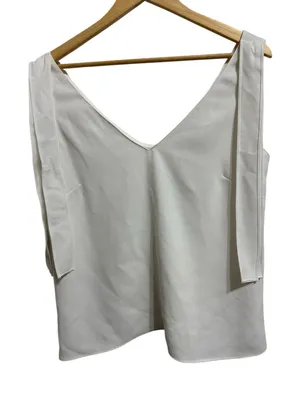 Amanda‎ Uprichard women's white tie v neck blouse size Medium thumbnail 1