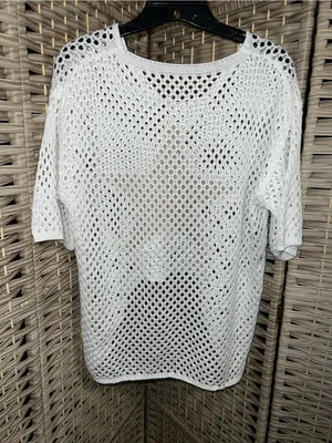 White Crochet Star Crop Top thumbnail 7