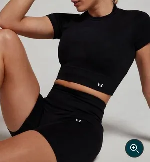 MP Women's Tempo Seamless Crop Top - Black thumbnail 1