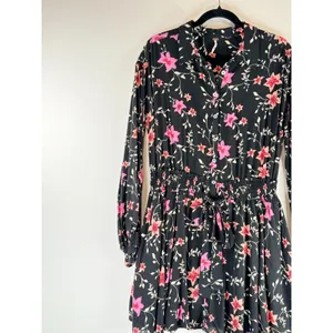 Free People Womens Dress Black Lighten Up Floral Mini Shirtdress Boho Size Small thumbnail 7