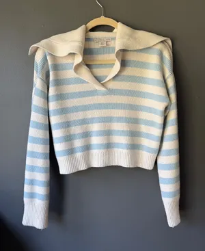 Sincerely Jules Striped Knit Sweater with Collar, Size Small thumbnail 1