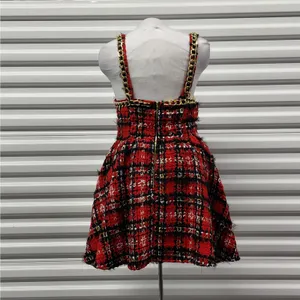 L'Atiste Tweed Dress Size Medium Red Black Plaid Preppy Y2K Retro Holiday Party thumbnail 9