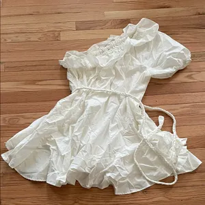 RHODE White Ruffle One Shoulder Mini Dress Large Cottagecore Coquette Summer thumbnail 1