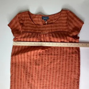 NWT ModCloth Striped Linen Blend Top Size XS Rust Orange Sheer Lightweight Boho‎ thumbnail 10