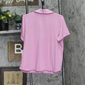 State Of Day Womens Short Sleeve Notched Pajama Shirt Top Berry Purple M thumbnail 2