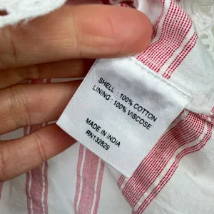 Tularosa Brinley Red White Stripe Eyelet Puff Sleeve Sweetheart Peplum Top XS thumbnail 7