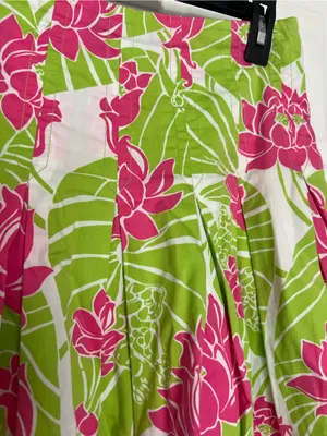 Lilly Pulitzer Pink & Lime Floral Pleated Skater Skirt thumbnail 2