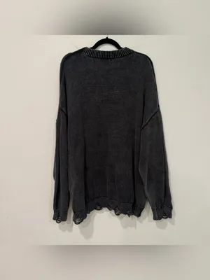 Aelfric Eden Distressed Black Pink Bow Knit Sweater XL thumbnail 4
