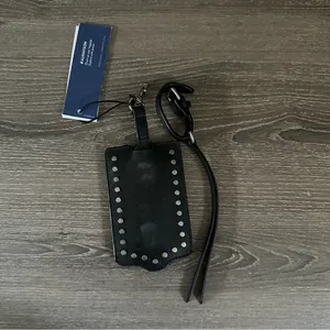 Rebecca Minkoff So Connected Luggage Tag Black Leather Studded USB thumbnail 2