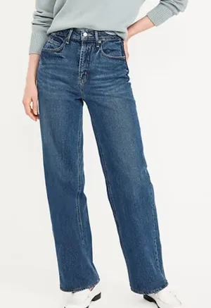 Old Navy Extra High Rise Sky-Hi Wide Leg Dark Wash Jeans Size 6 High Rise thumbnail 1