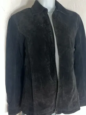 Chico's Black Suede Zip Front Jacket thumbnail 1