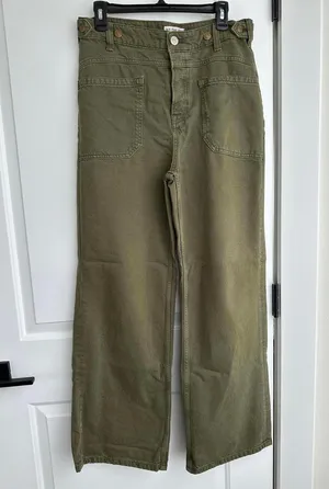 We The Free Palmer Wide Leg Jeans Free People Green NWT Size 28 thumbnail 5