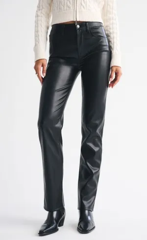 Abercrombie High Rise 90s Straight Vegan Leather Pant thumbnail 1