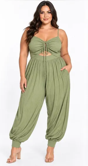 NWT Fashion to Figure Olive Cutout Harem Jumpsuit Plus Size 1 14/16 thumbnail 1