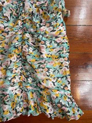 Amur Elyse 100% Silk Chiffon Romantic Ruffle Floral Mini Dress Sz 4 🧡🎀 thumbnail 10