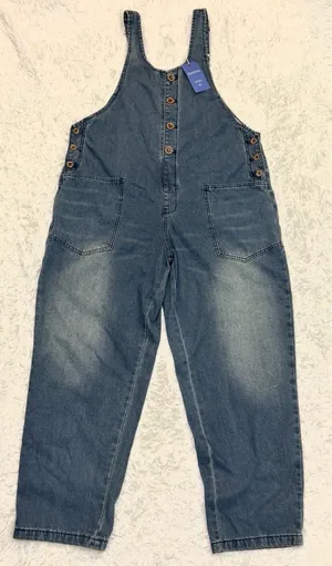 Chouyatou~Women's Faded Blue Denim Overalls - Classic Relaxed Fit. XL thumbnail 2