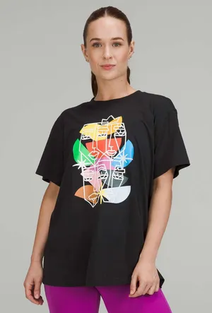Lululemon All Yours T-Shirt Pride Graphic Black Cotton T-Shirt Plus Size 12 LGBT thumbnail 1