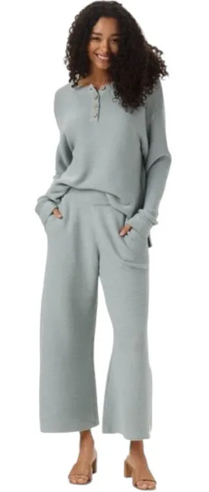 The Normal Brand Lounge Set Helen Knit Sweater Henley Top Wide Leg Pants XS / S thumbnail 1