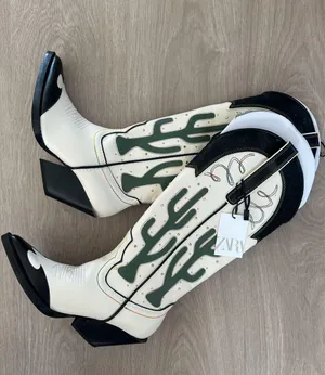 Zara cowboy boots cactus knee high heels western south western cowgirl thumbnail 8