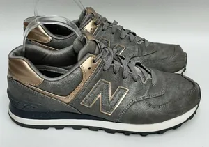 New Balance 574 Sneakers Women’s Size 9.5 Precious Metals Copper Grey metallic thumbnail 1