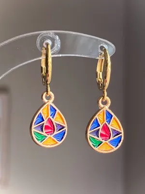 Handmade stained glass look earrings💛 thumbnail 3