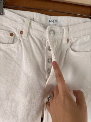 Parke Wide Leg Relaxed Jeans Raw Hem Button Fly White Wash Women’s size 25 thumbnail 5