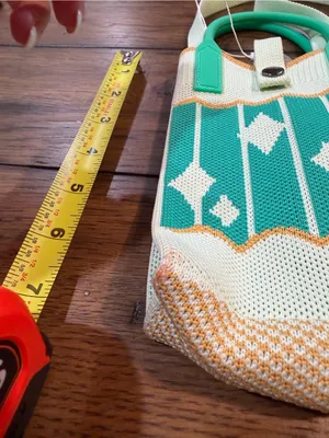 Mini Crossbody Phone Bag in Teal and Cream with Orange Trim thumbnail 7