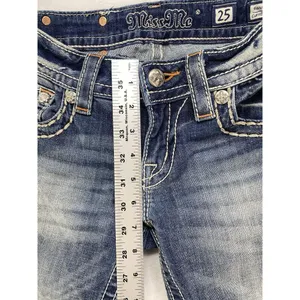 Miss Me Jeans Womens Sz 25 cuffed‎ capri Denim Embellished Fleur de lis Pockets thumbnail 5