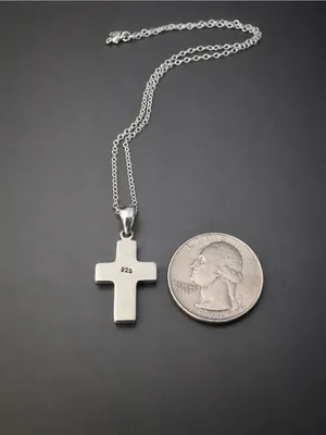Estate Sterling Silver 925 Cross w/ Sterling Plate Chain DAINTY thumbnail 3