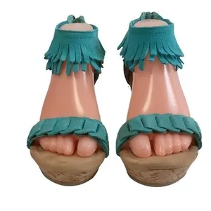 Minnetonka‎ Aqua suede fringe Nicki wedge sandals thumbnail 6