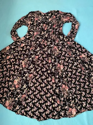 UNBRANDED Broomstick mixed print ditzy floral tea rose round neckline size L thumbnail 2