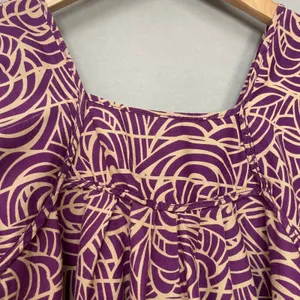 Handmade Muumuu Dress Short Sleeves Midi Purple Tan Swirl Print Women Hawaiian thumbnail 10
